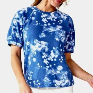 SONOMA Goods for Life BLUE tie dye Soft Cotton stretch Tunic Sweatshirt *MEDIUM*